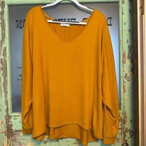 Elegant Mustard V-Neck Blouse